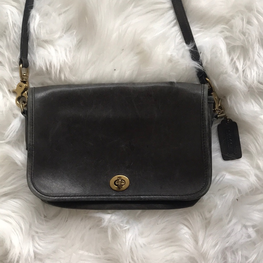 Vintage dark olive / dark grey coach bag